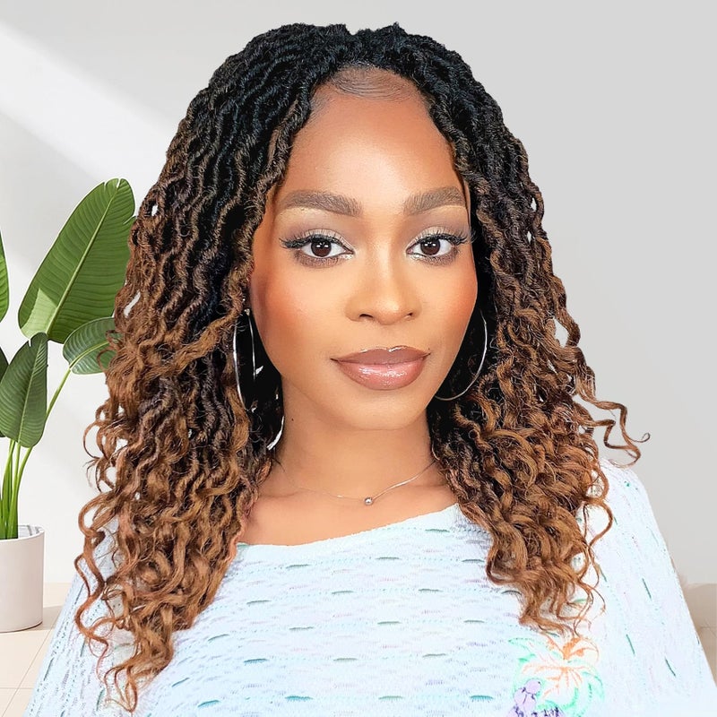 Karida Goddess Locs Crochet Hair 10 Inch 8 Packs Faux Locs Crochet Hair for Black Women Pre Looped Crochet Goddess Locs With Curly Ends 10 Inch Pack of 8 1B430